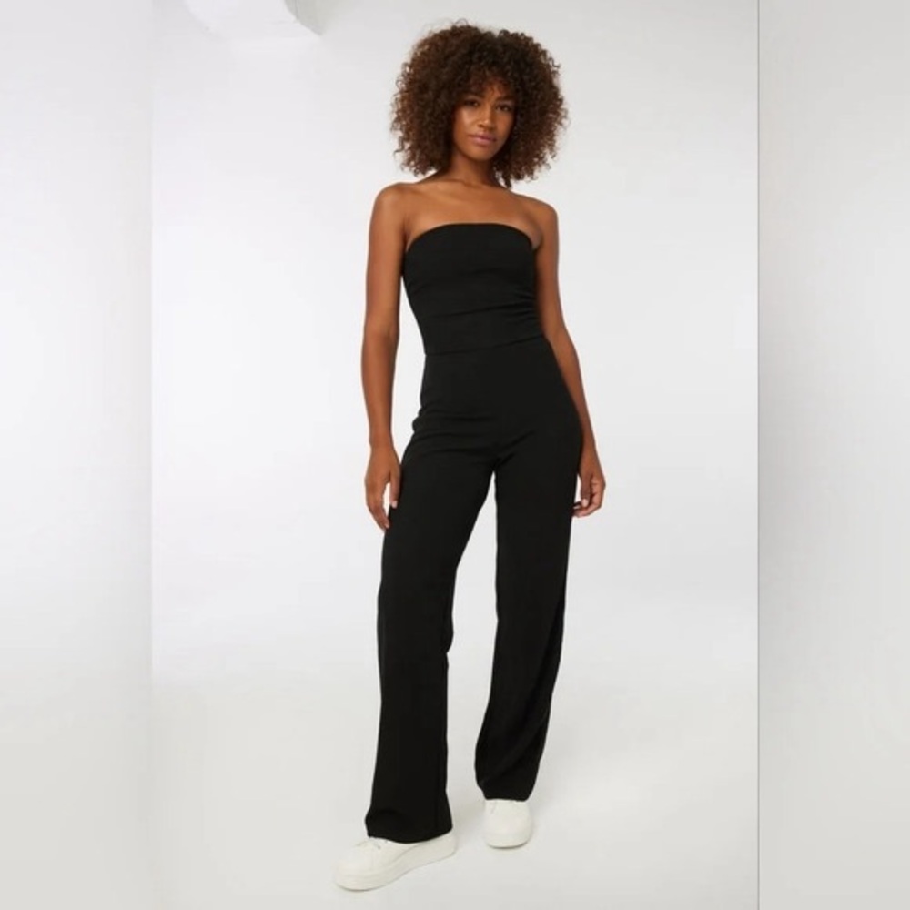 Ardene Black Bustier Jumpsuit with Smocked Back